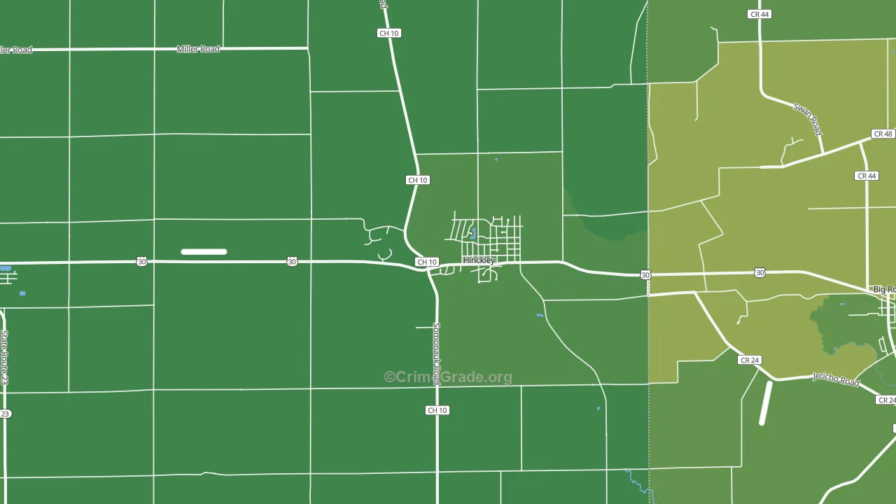 Hinckley, IL Map of Vehicle Theft Rates