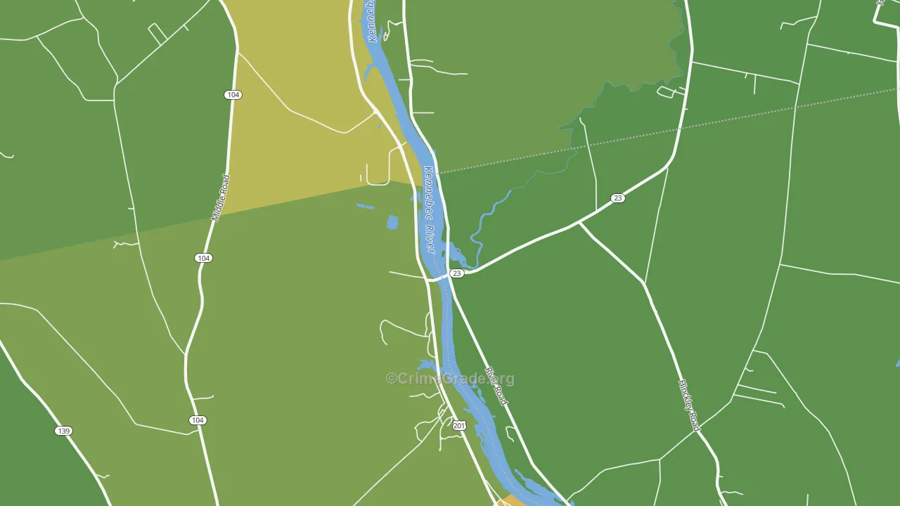 Hinckley, ME Map of Vehicle Theft Rates