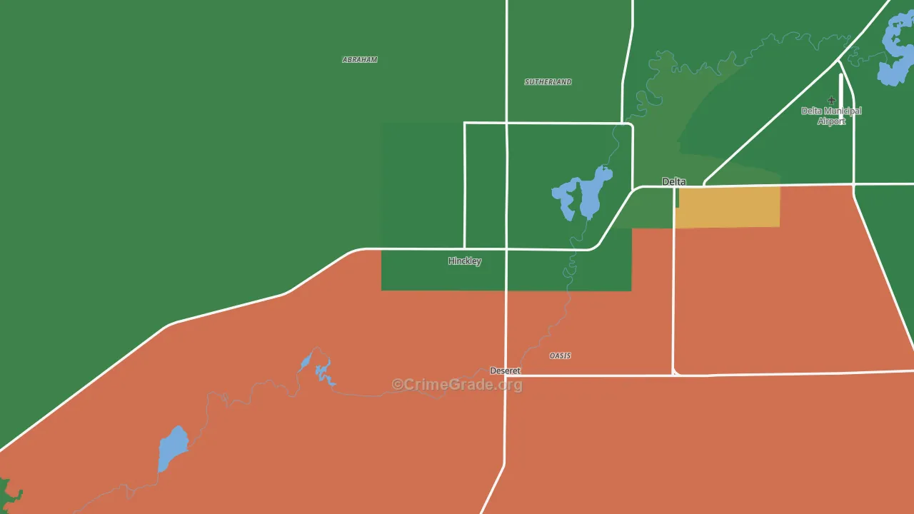 Hinckley, UT Map of Vehicle Theft Rates