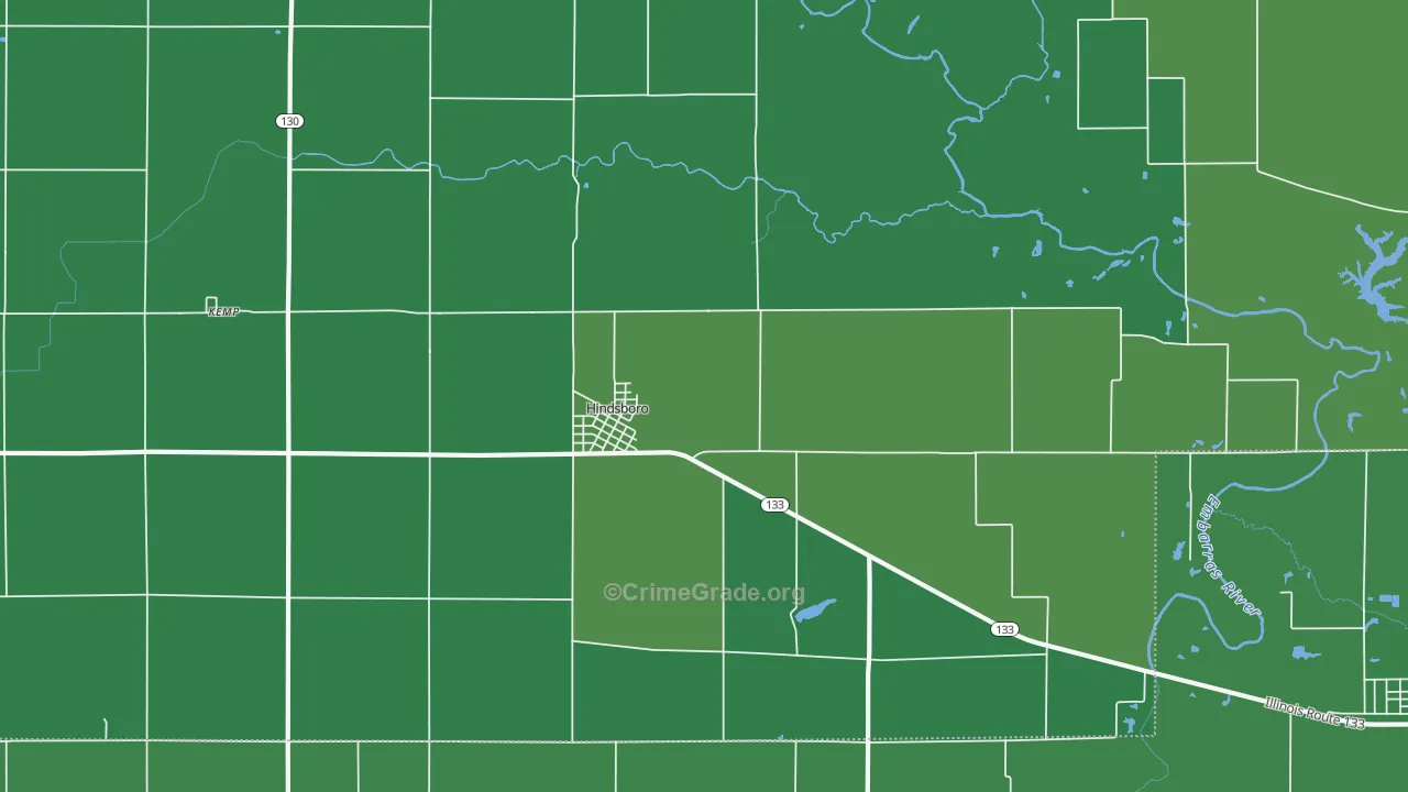 Hindsboro, IL Map of Vehicle Theft Rates
