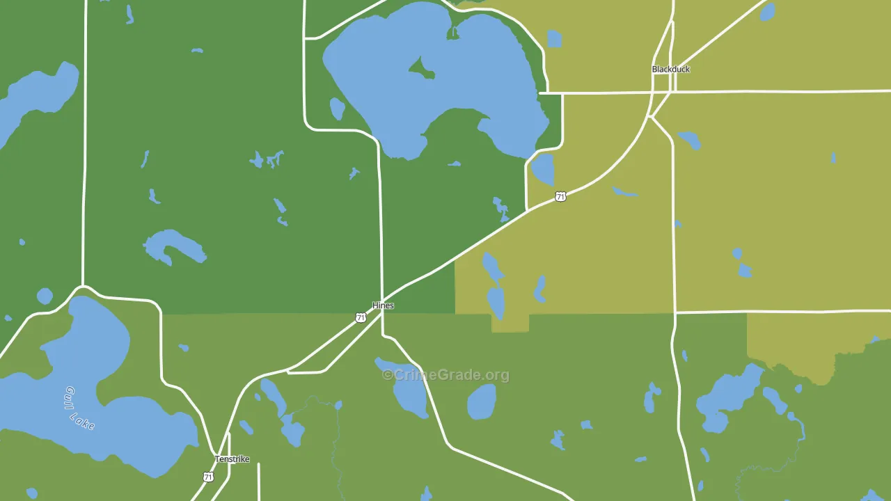 Hines, MN Map of Vehicle Theft Rates
