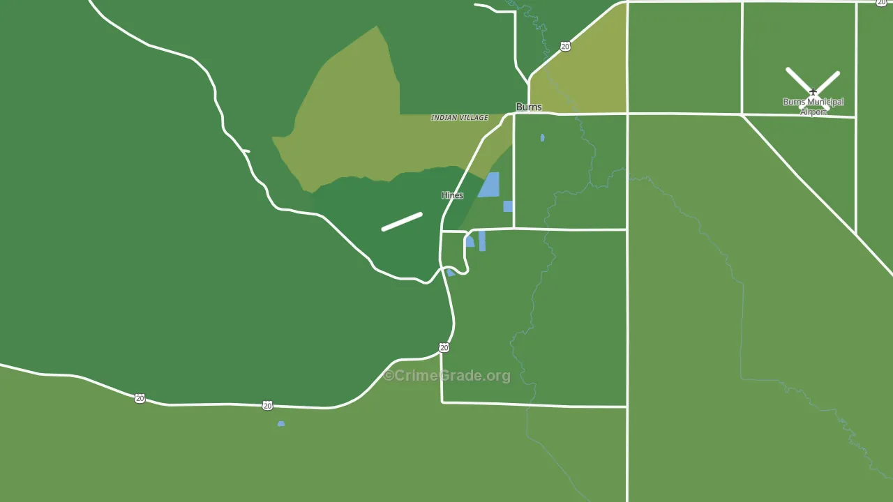 Hines, OR Map of Vehicle Theft Rates