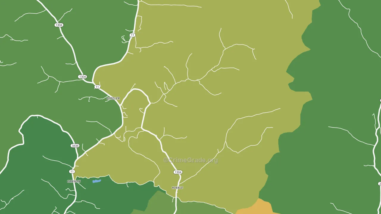 Hinkle, KY Map of Vehicle Theft Rates