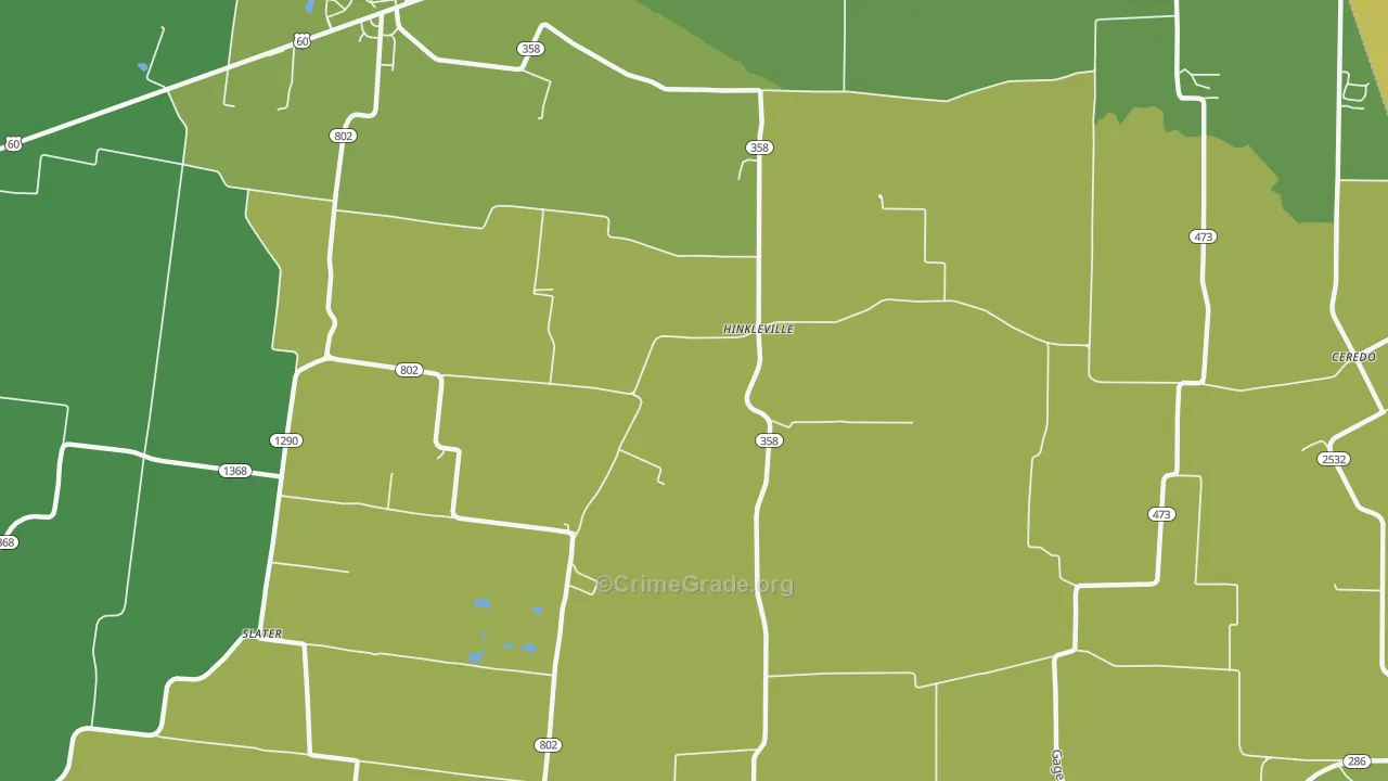 Hinkleville, KY Map of Vehicle Theft Rates
