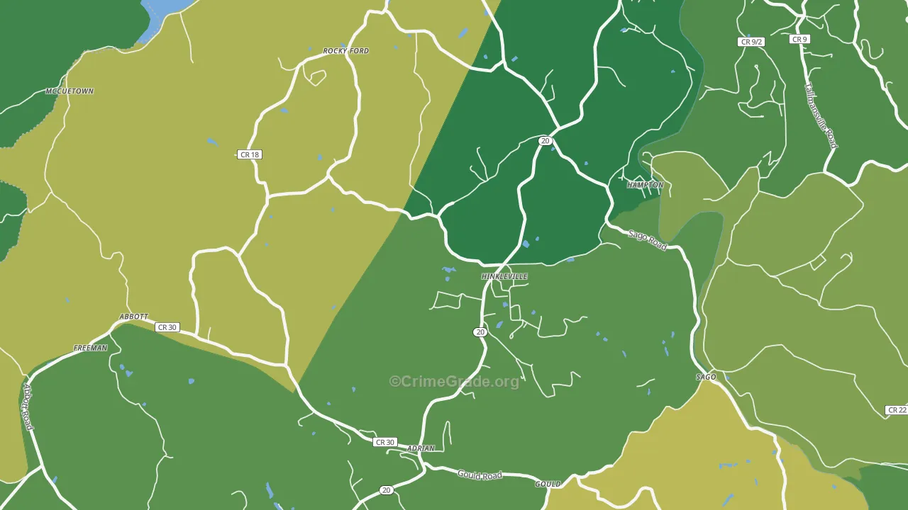 Hinkleville, WV Map of Vehicle Theft Rates