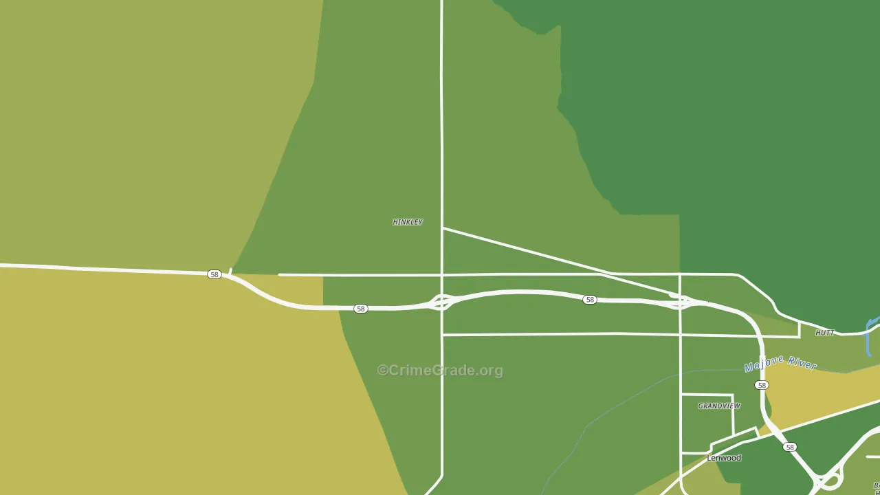 Hinkley, CA Map of Vehicle Theft Rates