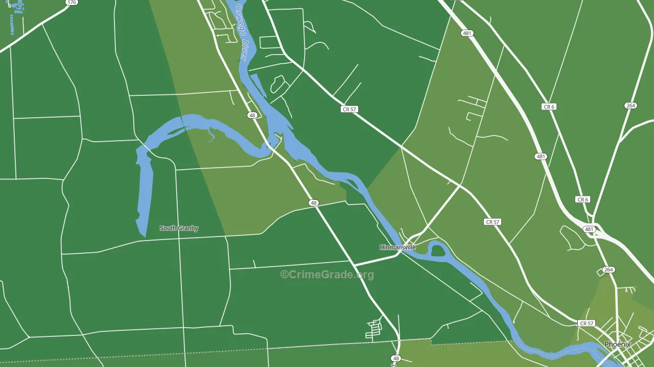 Hinmansville, NY Map of Vehicle Theft Rates