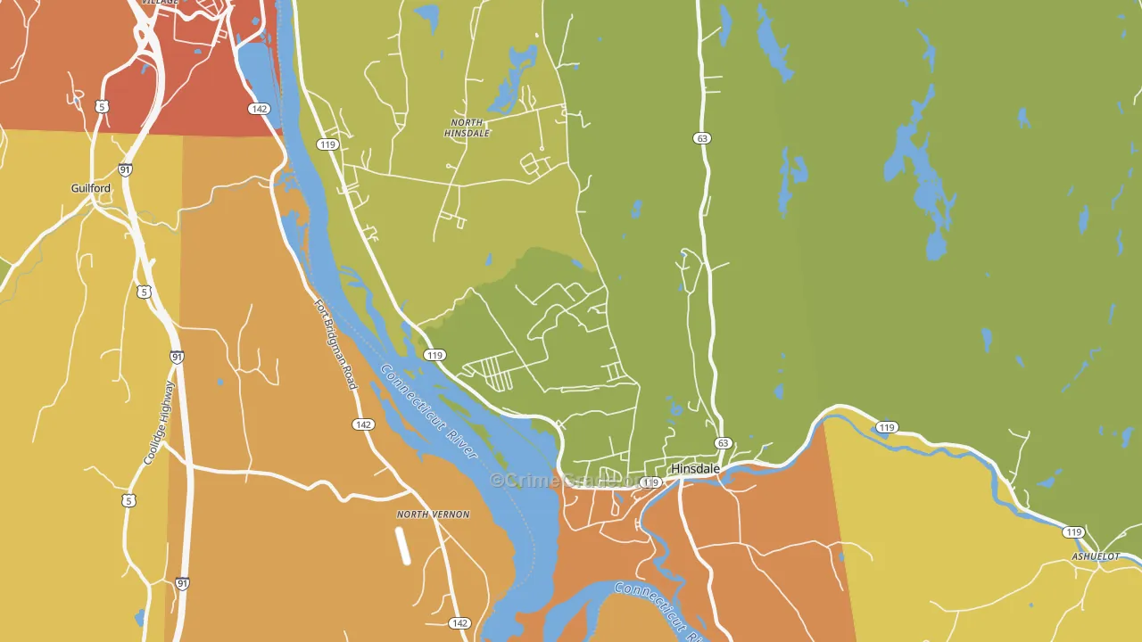 Hinsdale, NH Map of Vehicle Theft Rates