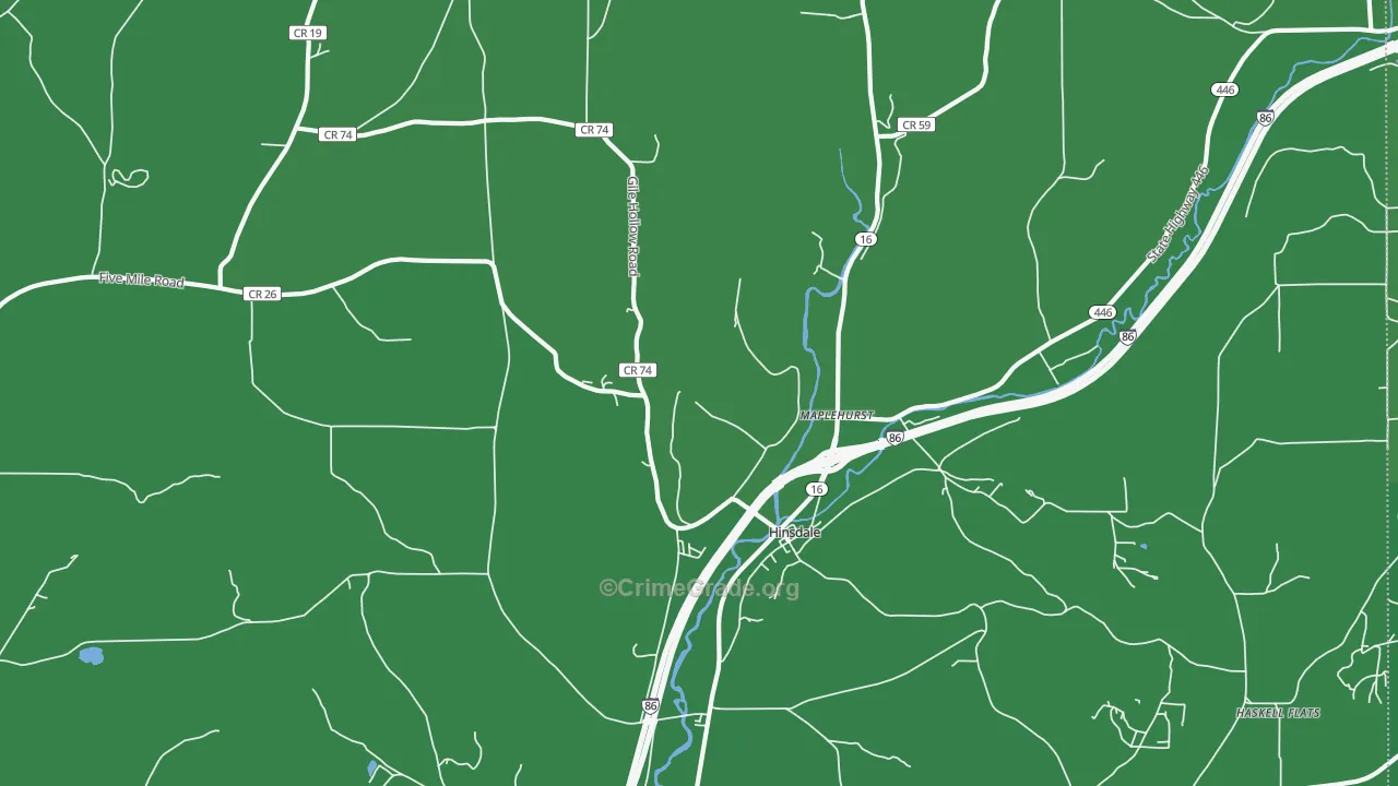 Hinsdale, NY Map of Vehicle Theft Rates