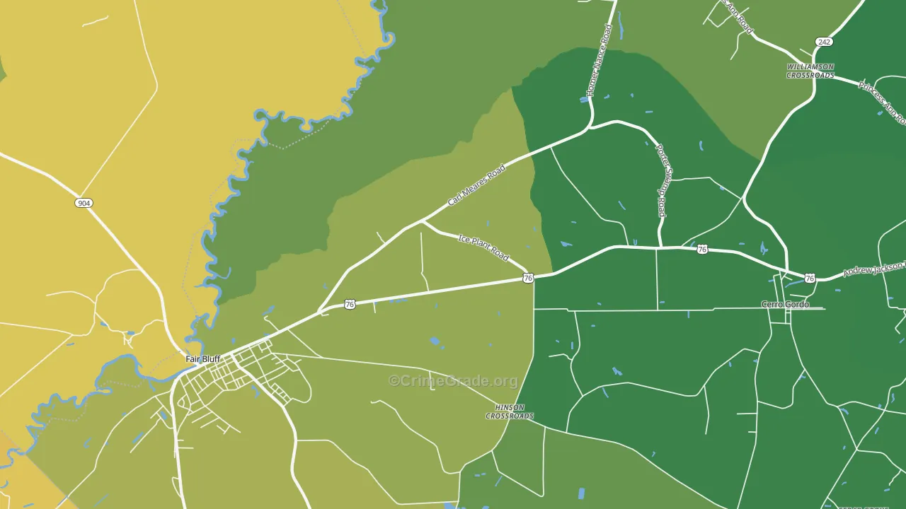 Hinson Crossroads, NC Map of Vehicle Theft Rates