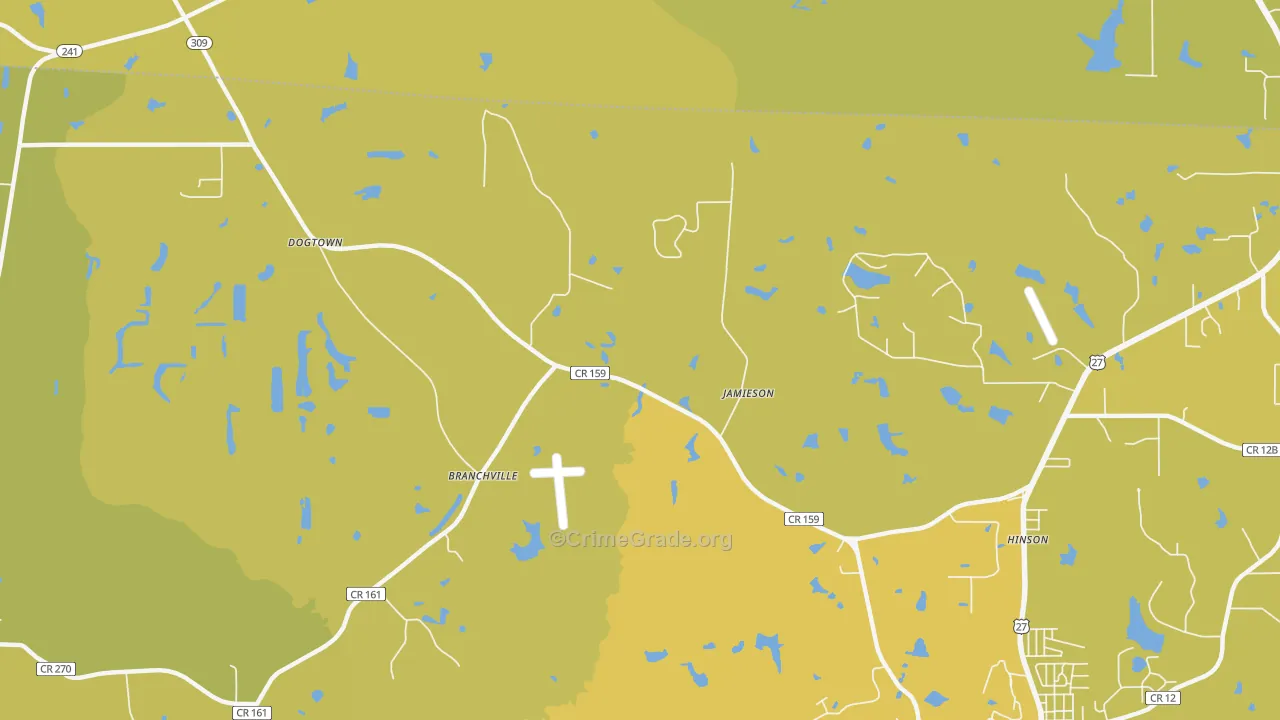 Hinson, FL Map of Vehicle Theft Rates