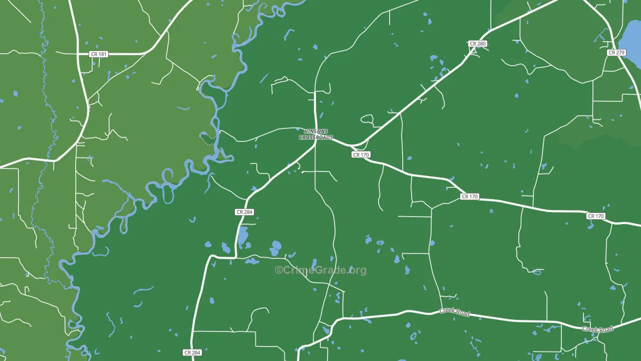 Hinsons Crossroads, FL Map of Vehicle Theft Rates