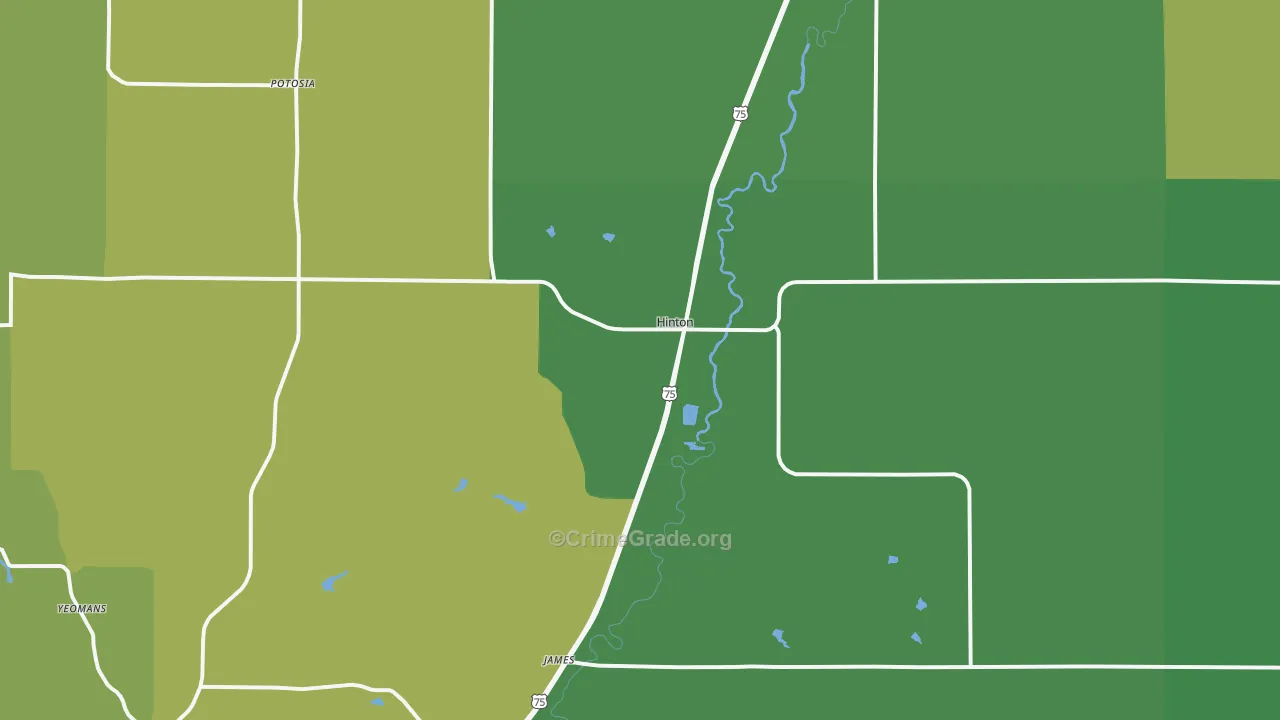 Hinton, IA Map of Vehicle Theft Rates