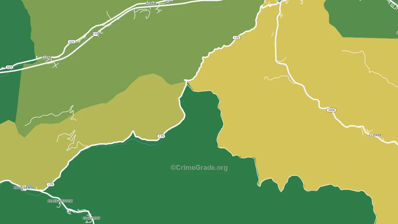 Hiram, KY Map of Vehicle Theft Rates
