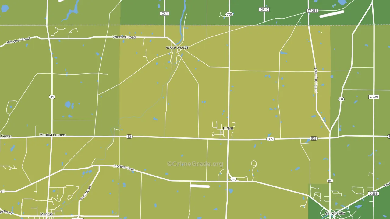 Hiram, OH Map of Vehicle Theft Rates