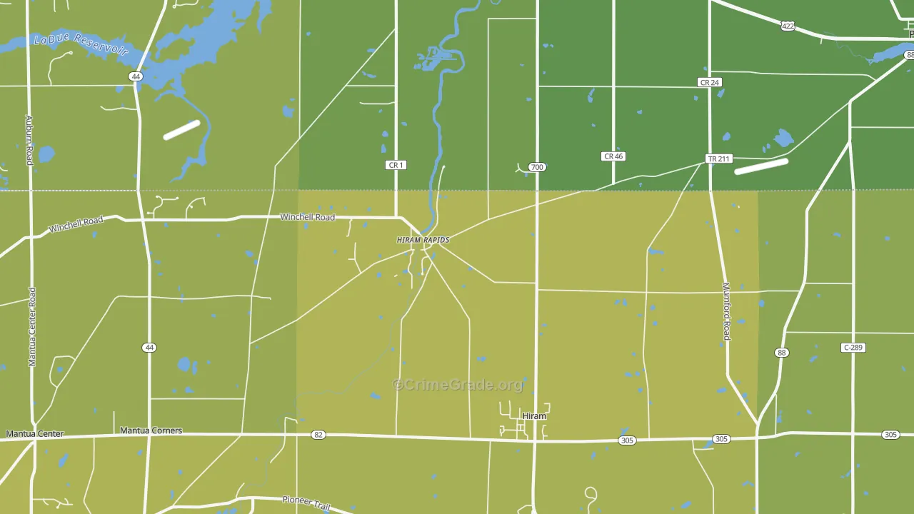 Hiram Rapids, OH Map of Vehicle Theft Rates