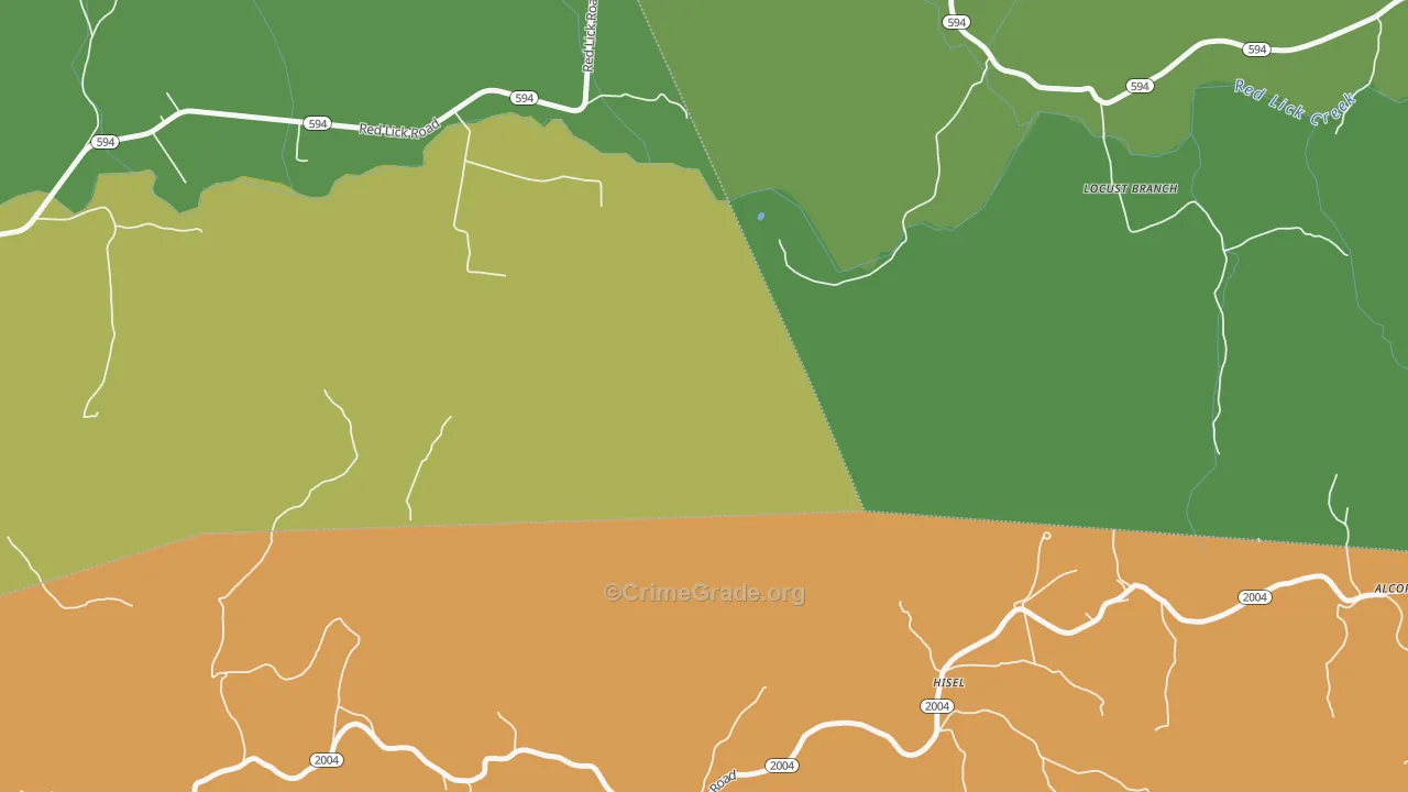 Hisel, KY Map of Vehicle Theft Rates