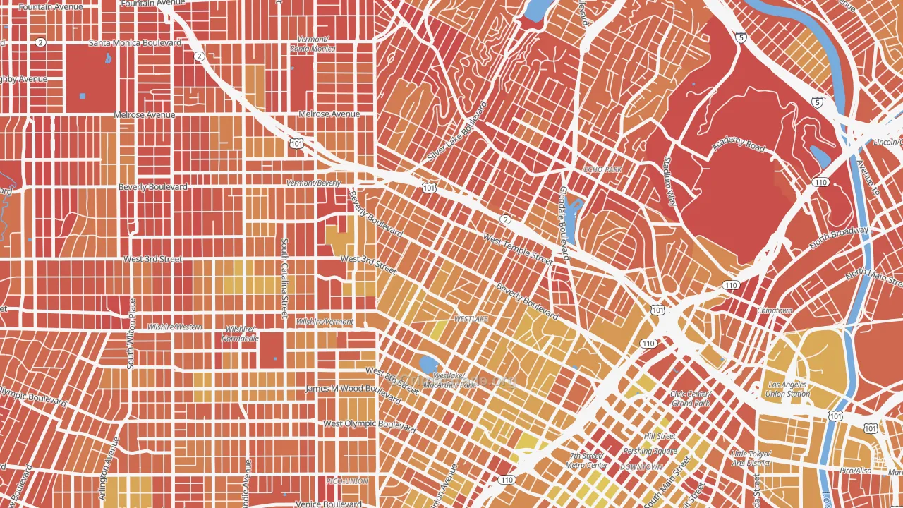 Historic Filipinotown, Los Angeles, CA Map of Vehicle Theft Rates
