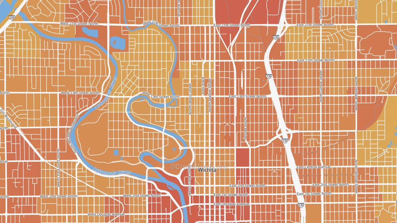 Historic Midtown, Wichita, KS Map of Vehicle Theft Rates