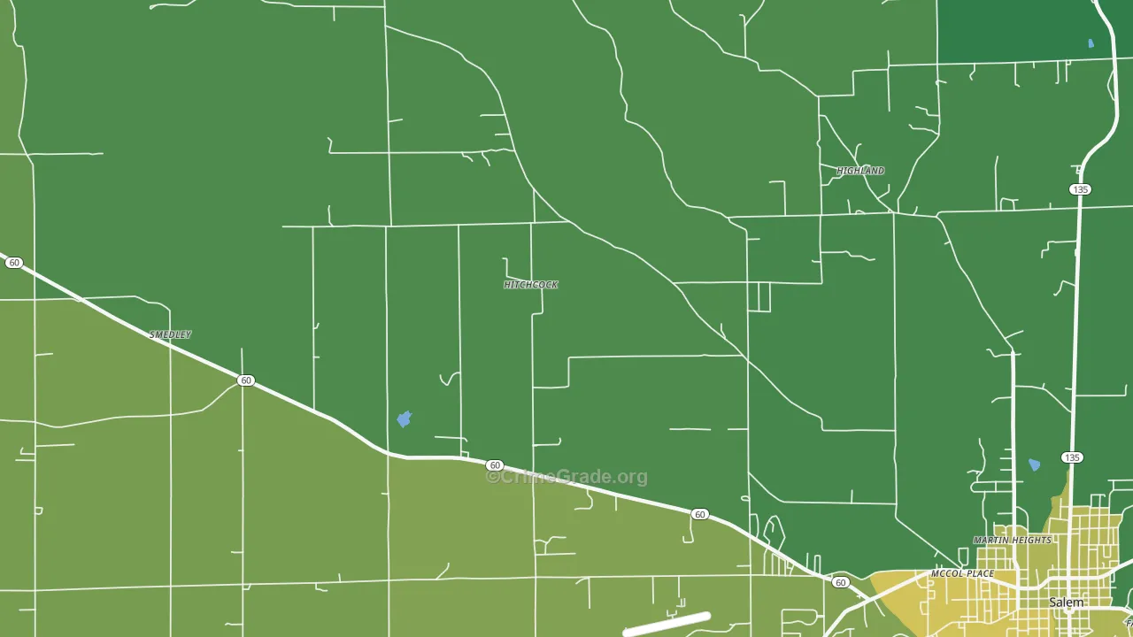 Hitchcock, IN Map of Vehicle Theft Rates