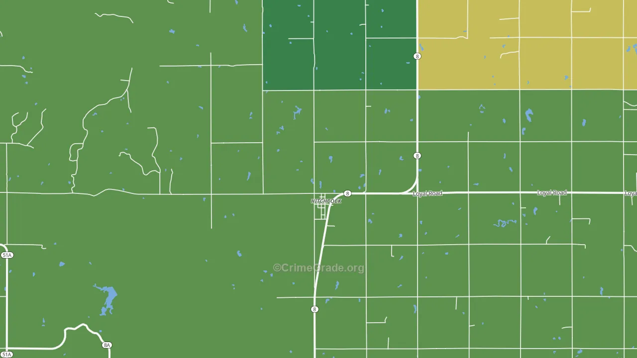 Hitchcock, OK Map of Vehicle Theft Rates