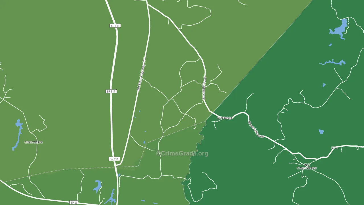 Hitchcox, TN Map of Vehicle Theft Rates