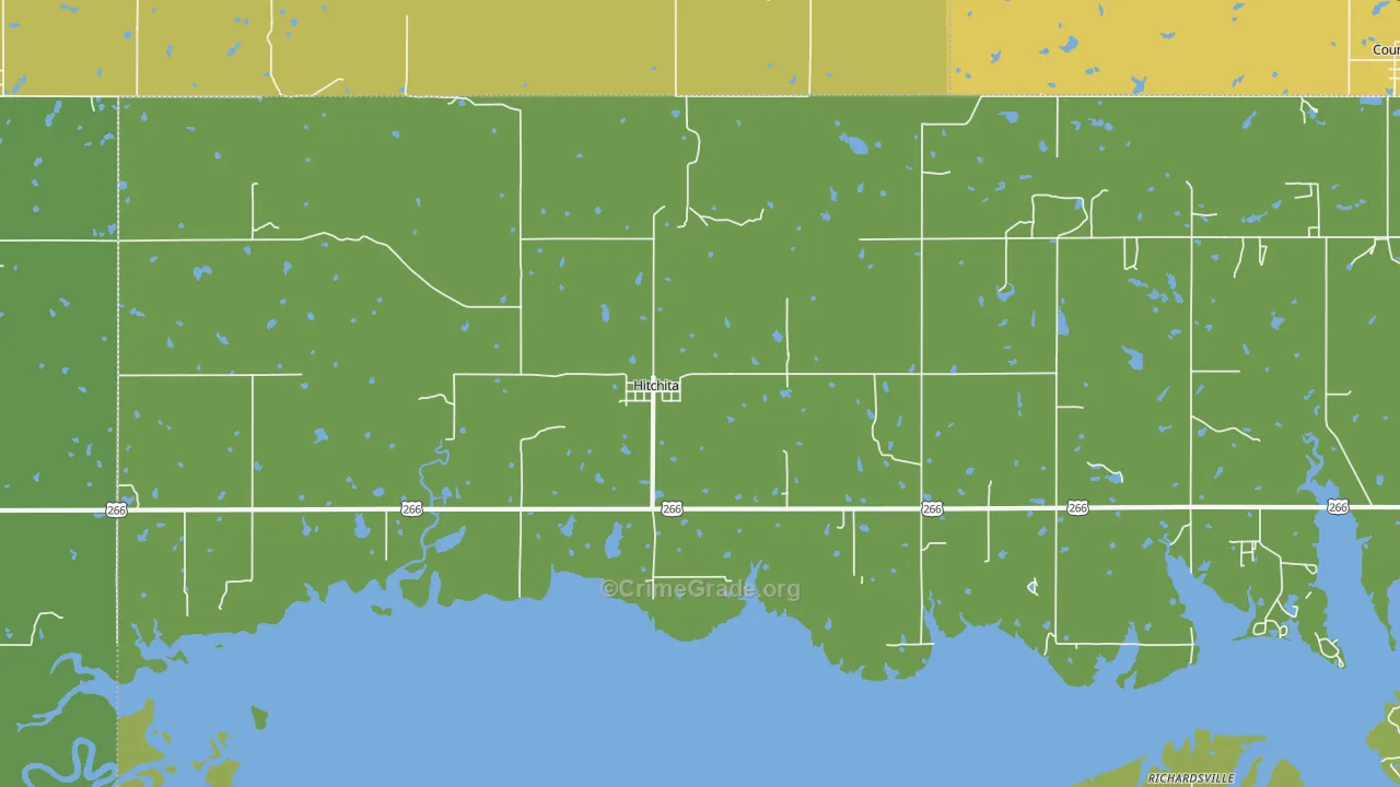 Hitchita, OK Map of Vehicle Theft Rates