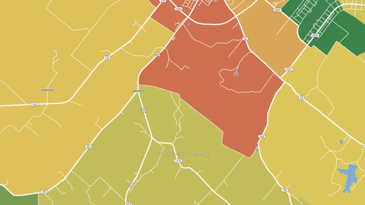 Hitesville, KY Map of Vehicle Theft Rates