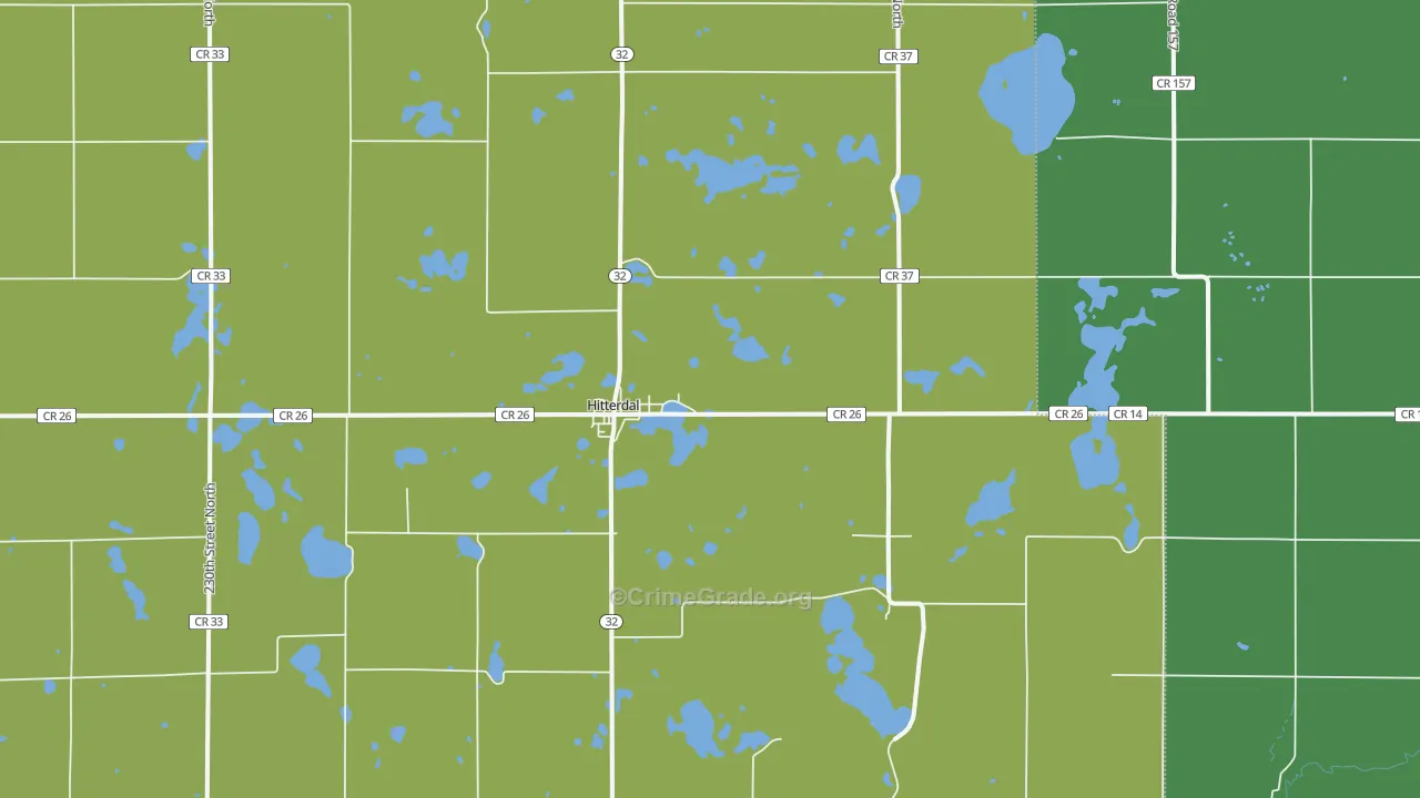 Hitterdal, MN Map of Vehicle Theft Rates