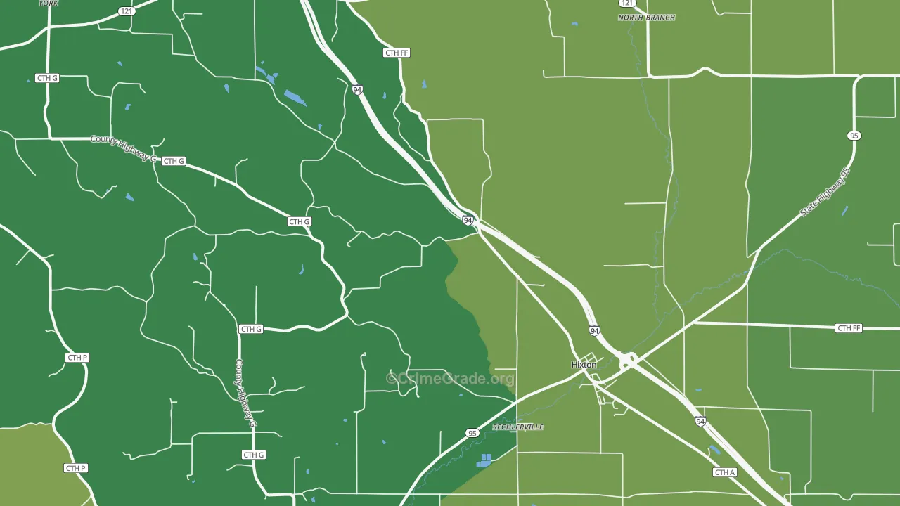 Hixton, WI Map of Vehicle Theft Rates