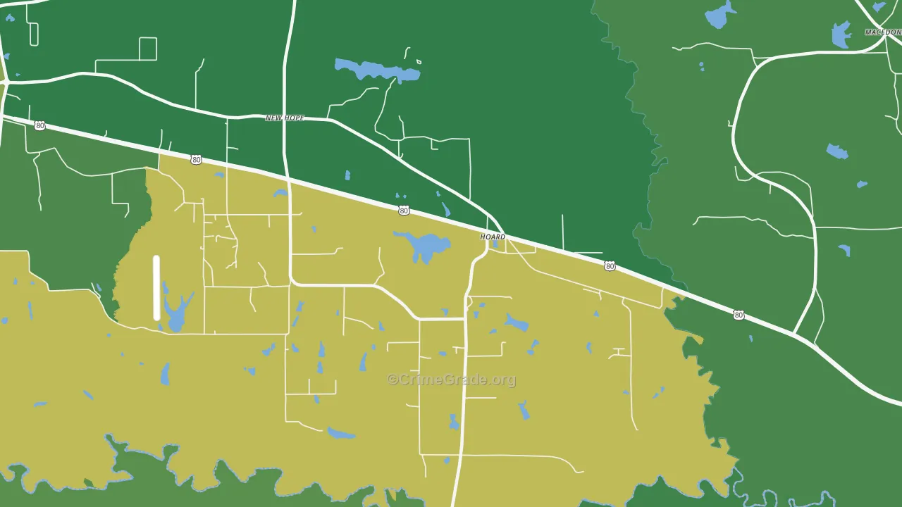 Hoard, TX Map of Vehicle Theft Rates