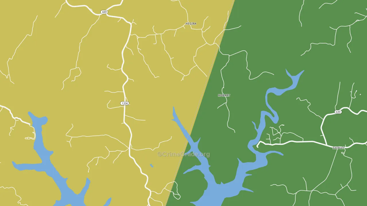 Hobart, KY Map of Vehicle Theft Rates