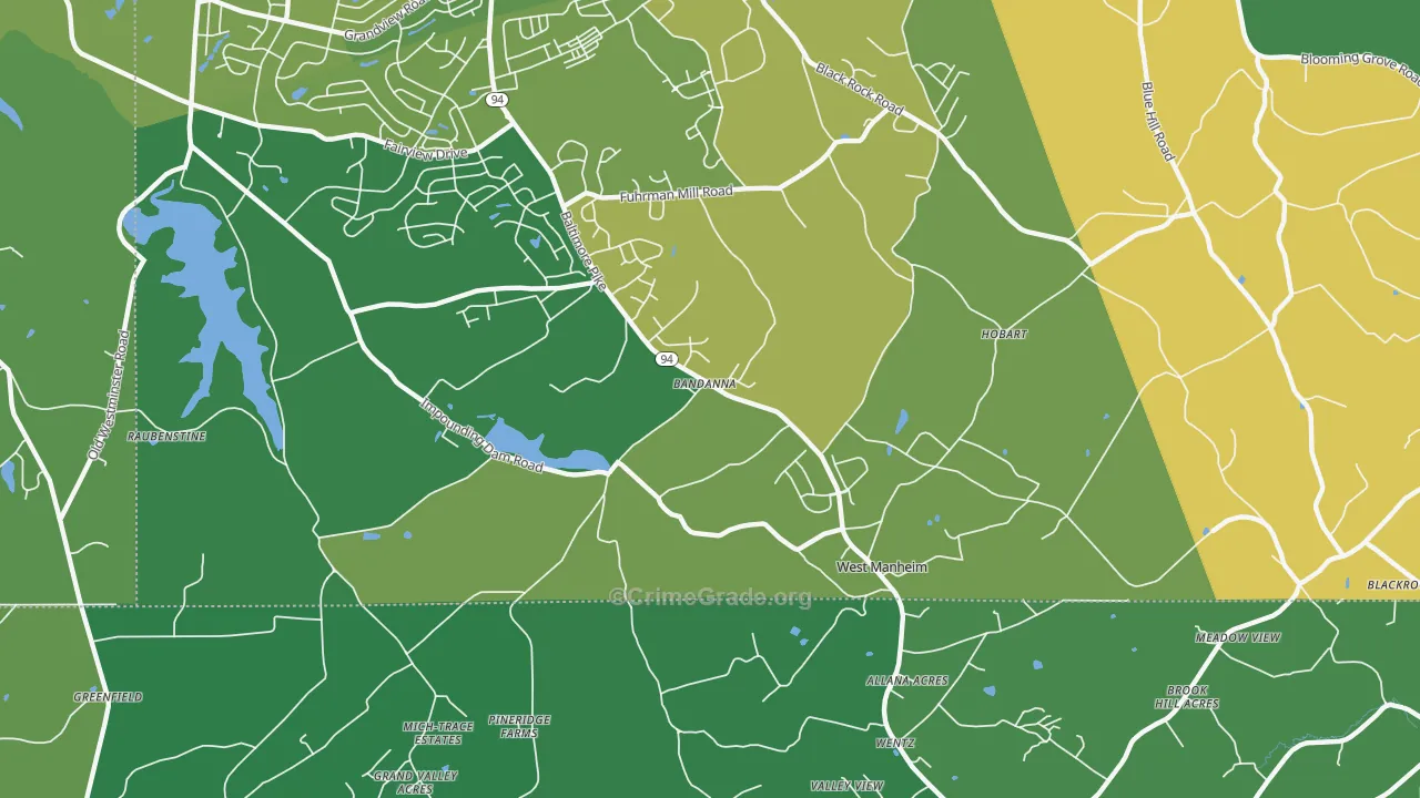 Hobart, PA Map of Vehicle Theft Rates