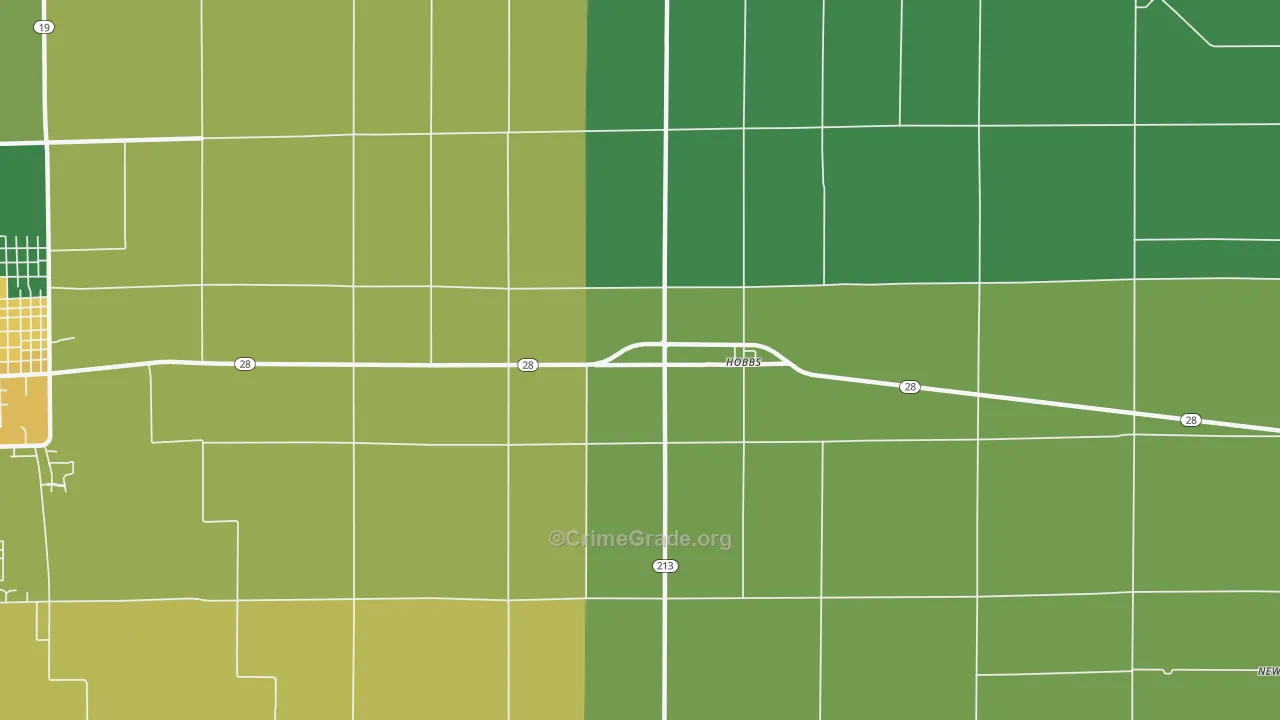 Hobbs, IN Map of Vehicle Theft Rates