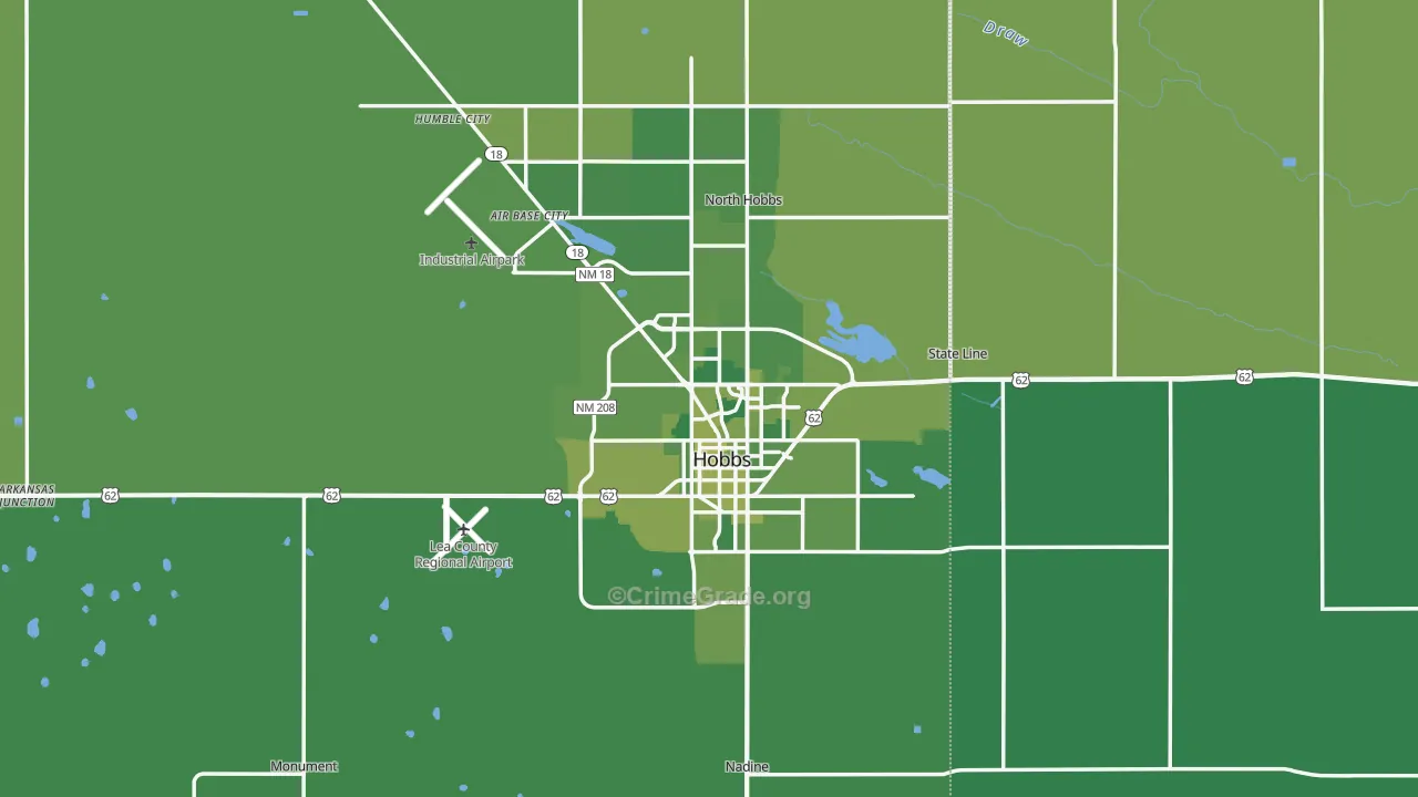 Hobbs, NM Map of Vehicle Theft Rates