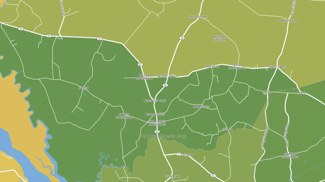 Hobbsville, NC Map of Vehicle Theft Rates