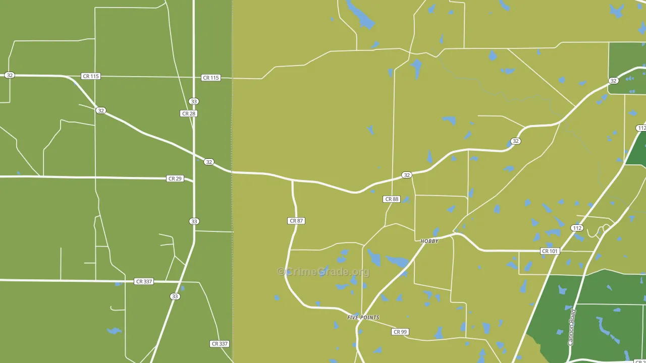 Hobby, GA Map of Vehicle Theft Rates