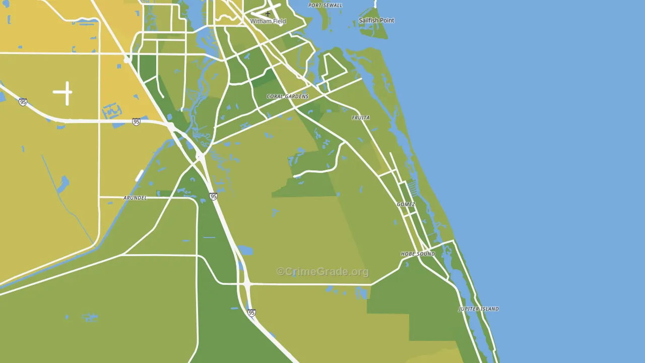 Hobe Sound, FL Map of Vehicle Theft Rates