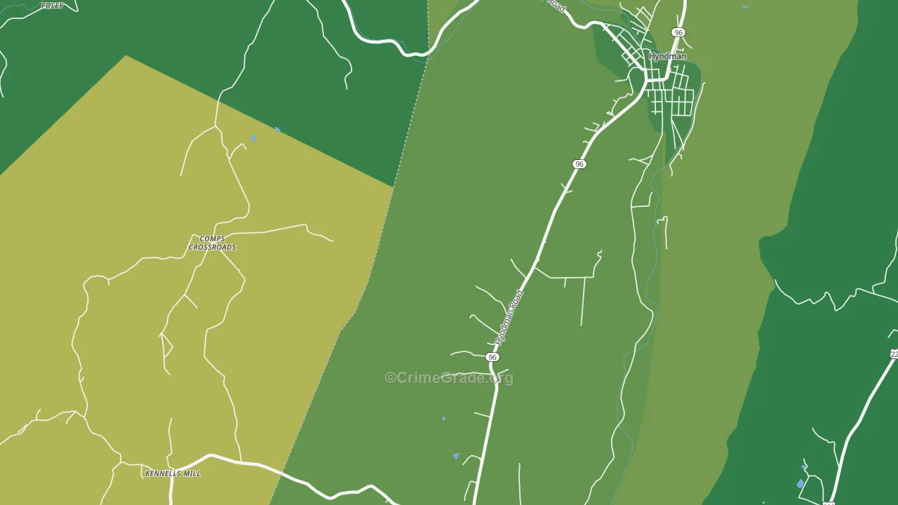 Hoblitzell, PA Map of Vehicle Theft Rates