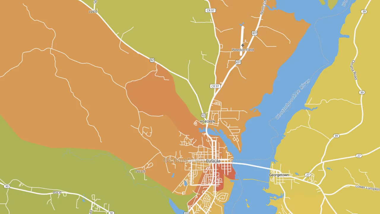 Hoboken, AL Map of Vehicle Theft Rates