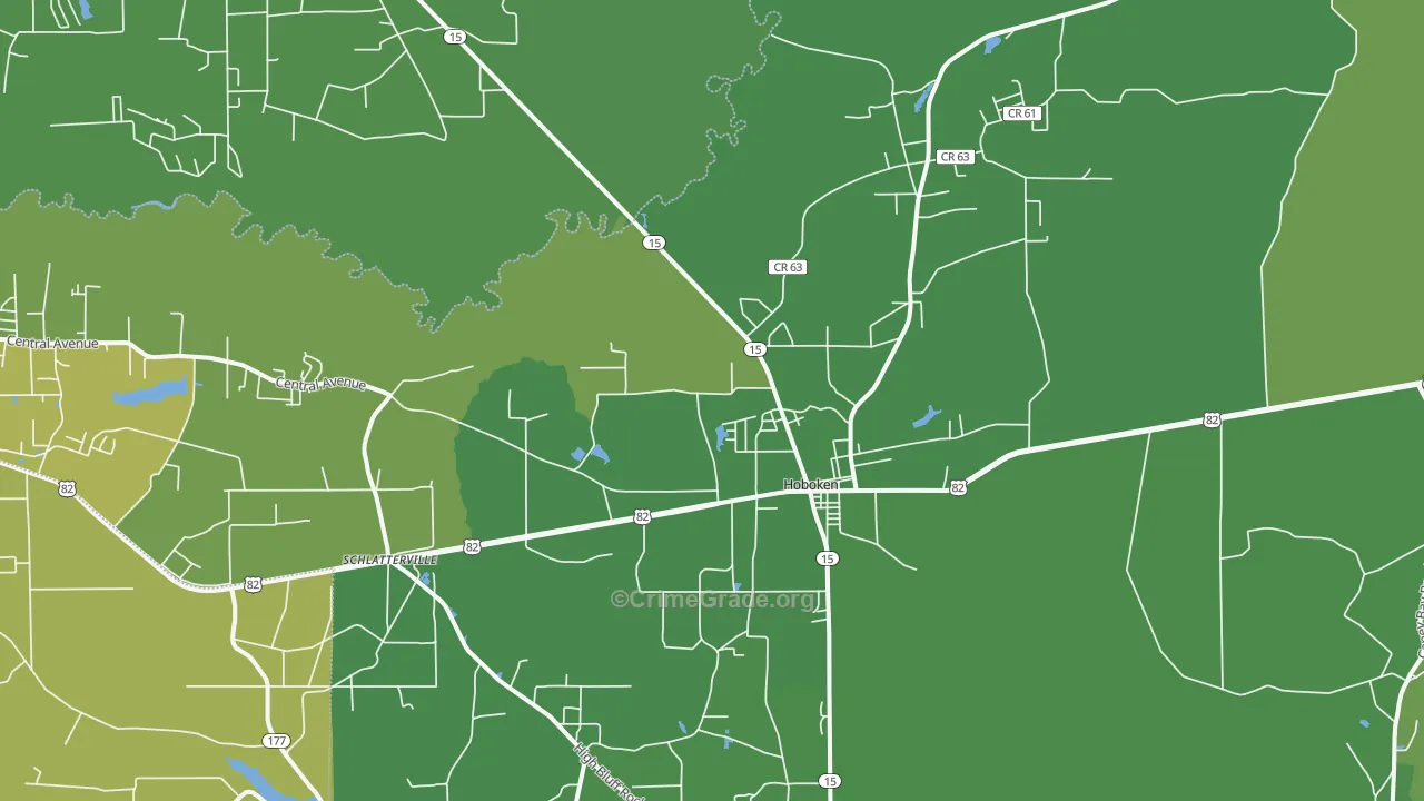 Hoboken, GA Map of Vehicle Theft Rates