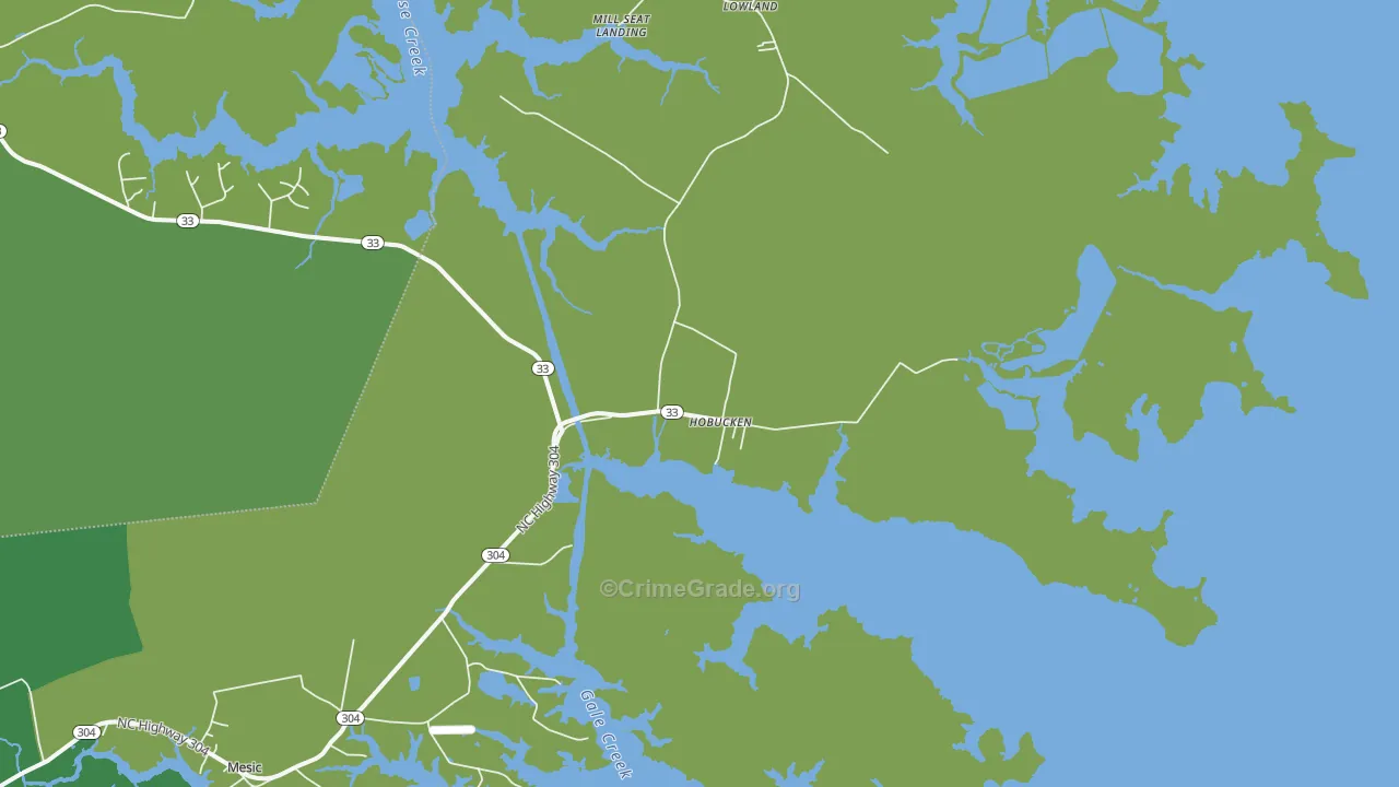 Hobucken, NC Map of Vehicle Theft Rates