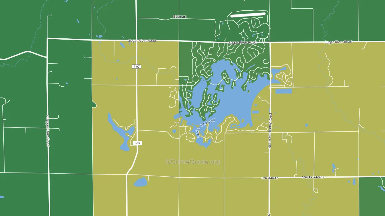 Hockaday, MI Map of Vehicle Theft Rates