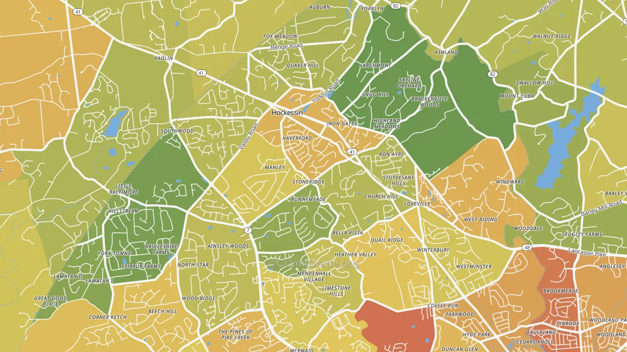 Hockessin, DE Map of Vehicle Theft Rates