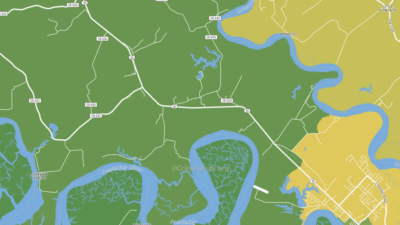 Hockley, VA Map of Vehicle Theft Rates