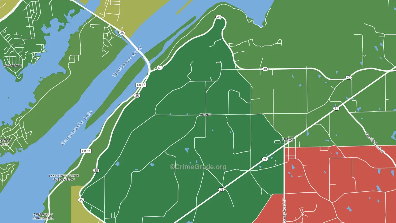 Hodge, AL Map of Vehicle Theft Rates
