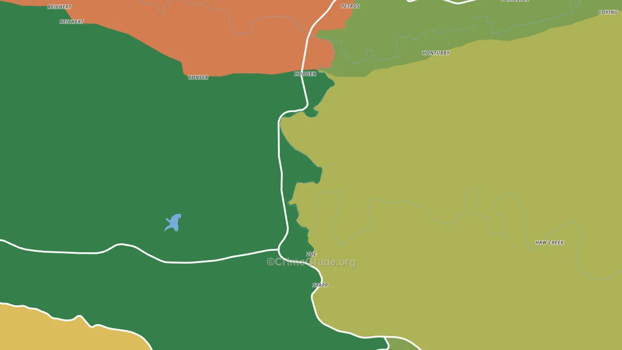 Hodgen, OK Map of Vehicle Theft Rates