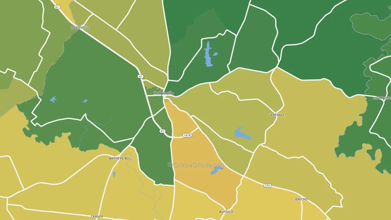Hodgenville, KY Map of Vehicle Theft Rates