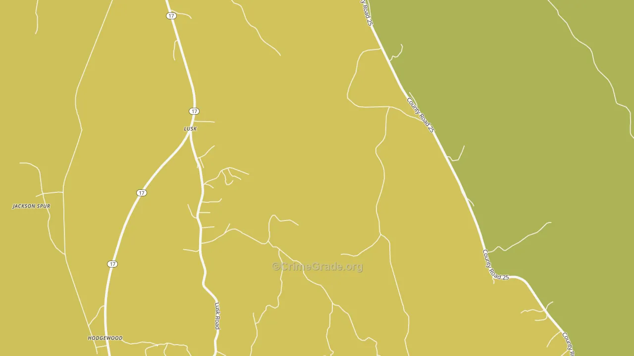 Hodgewood, AL Map of Vehicle Theft Rates