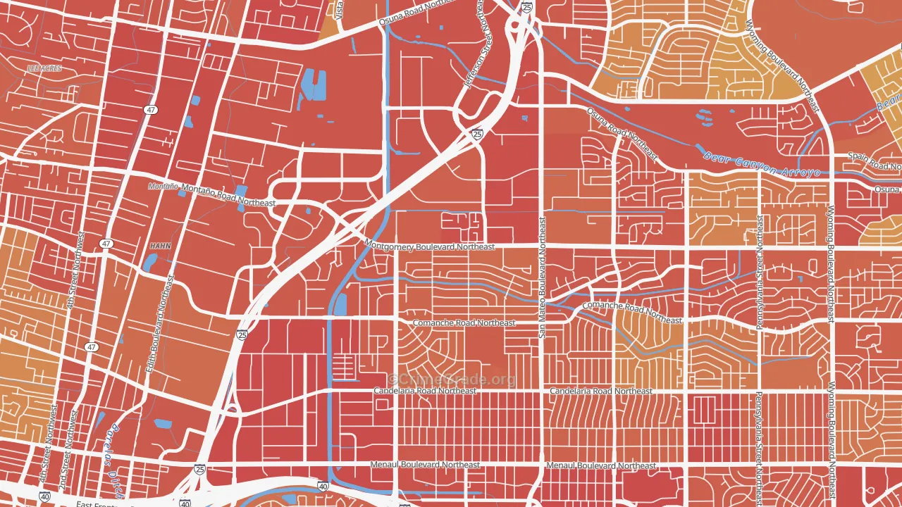Hodgin, Albuquerque, NM Map of Vehicle Theft Rates